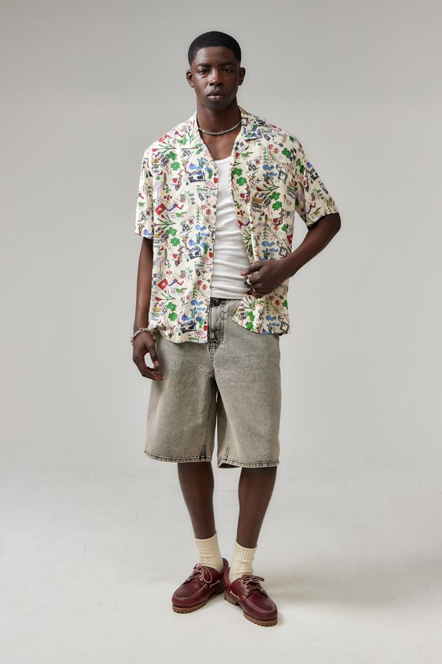 BDG White Doodle Short-Sleeved Shirt  #2