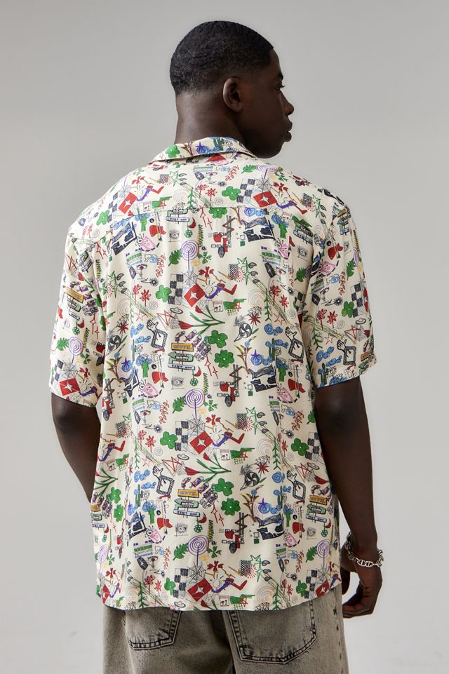 BDG White Doodle Short-Sleeved Shirt  #3