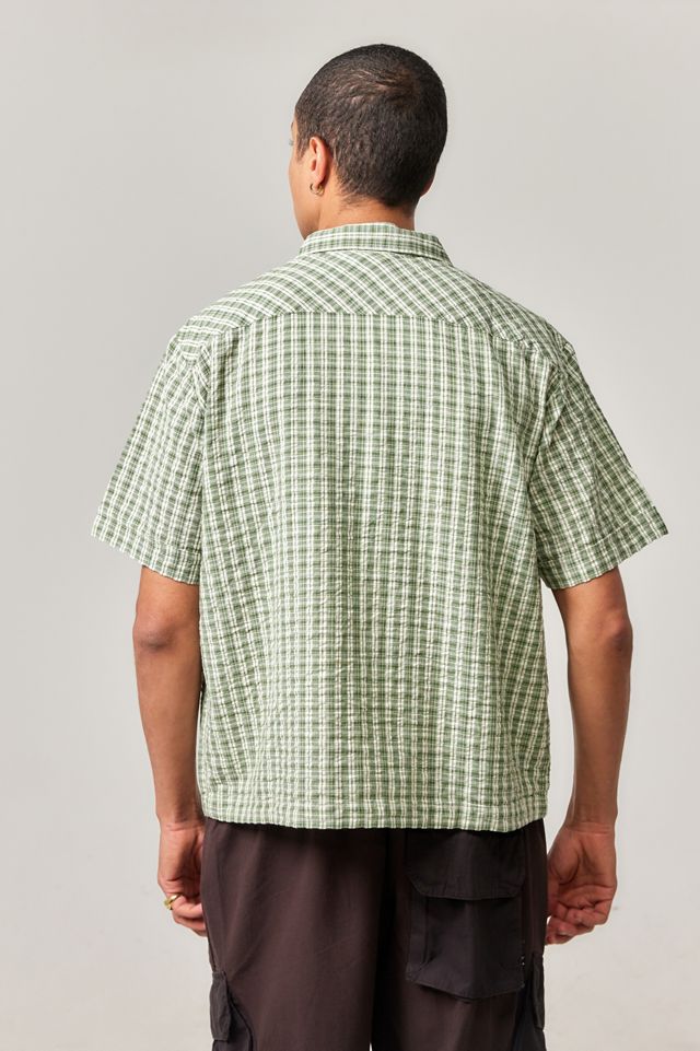 Temp Surf Co UO Exclusive Green Gingham Seersucker Zip-Through Shirt #3