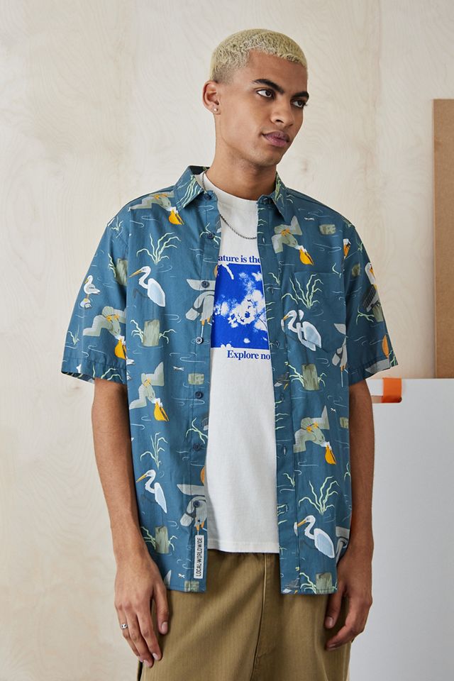 KAVU Angling Birds Short Sleeve Shirt | Urban Outfitters UK