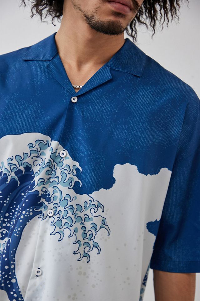 UO Blue Hokusai Wave Shirt  #1