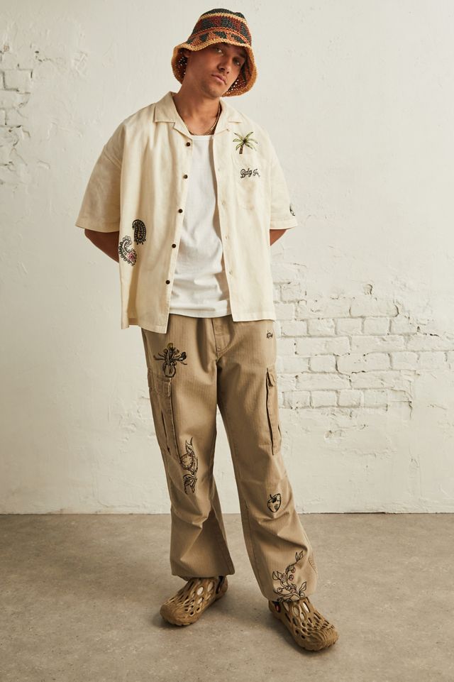 BDG Embroidered Palm Tree Linen Shirt  #2