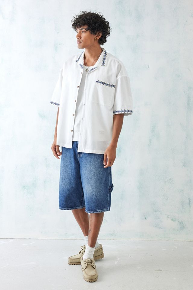 BDG - Chemise motif point de croix blanche  #1