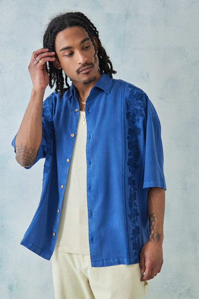 Camicia a Maniche Corte Ricamata Loom Cobalt #1