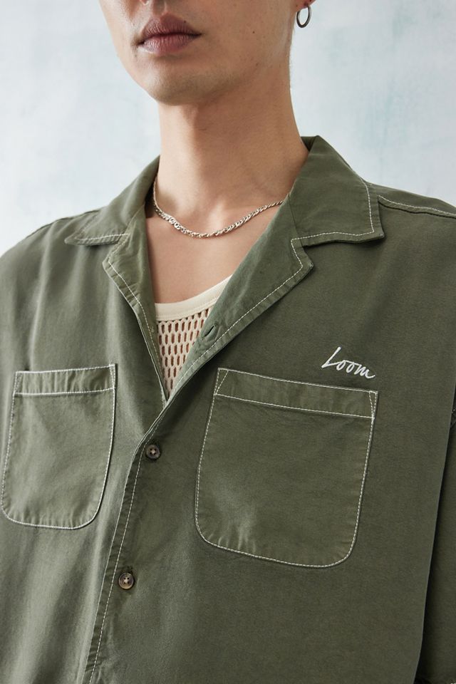 Loom Camicia a maniche corte a punto contrasto Khaki  #1
