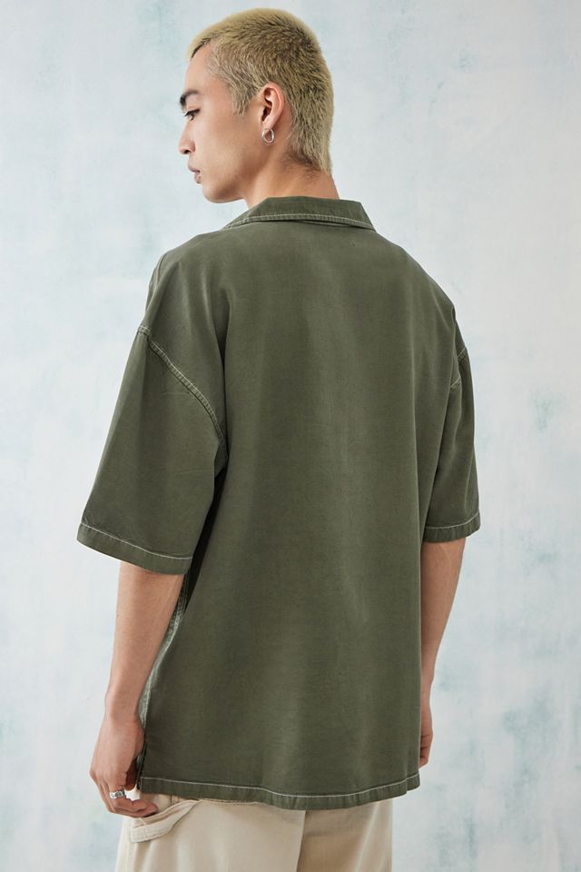 Loom Camicia a maniche corte a punto contrasto Khaki  #3