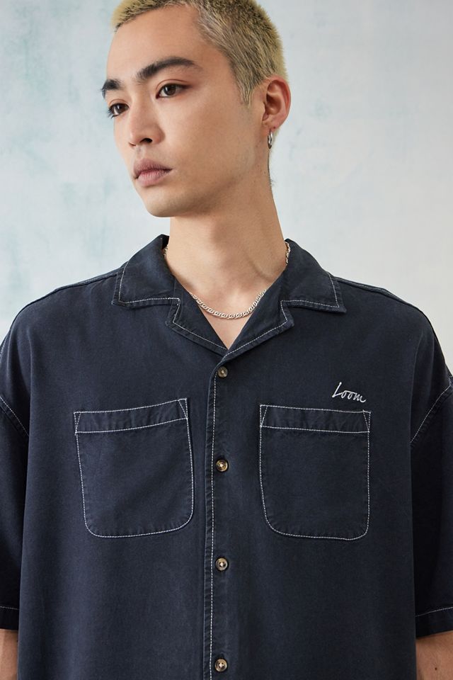 Loom Black Contrast Stitch Short Sleeve Shirt | Urban Outfitters UK