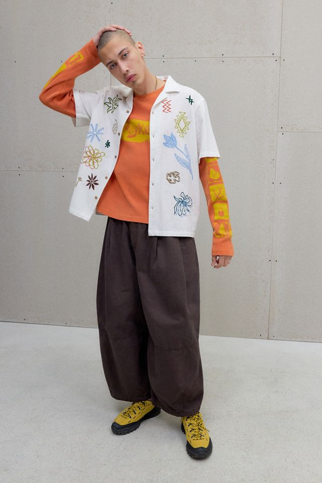 UO White Ray Embroidered Slub Shirt #1