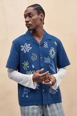 Chemise en Slub Brodée UO Blue Ray
