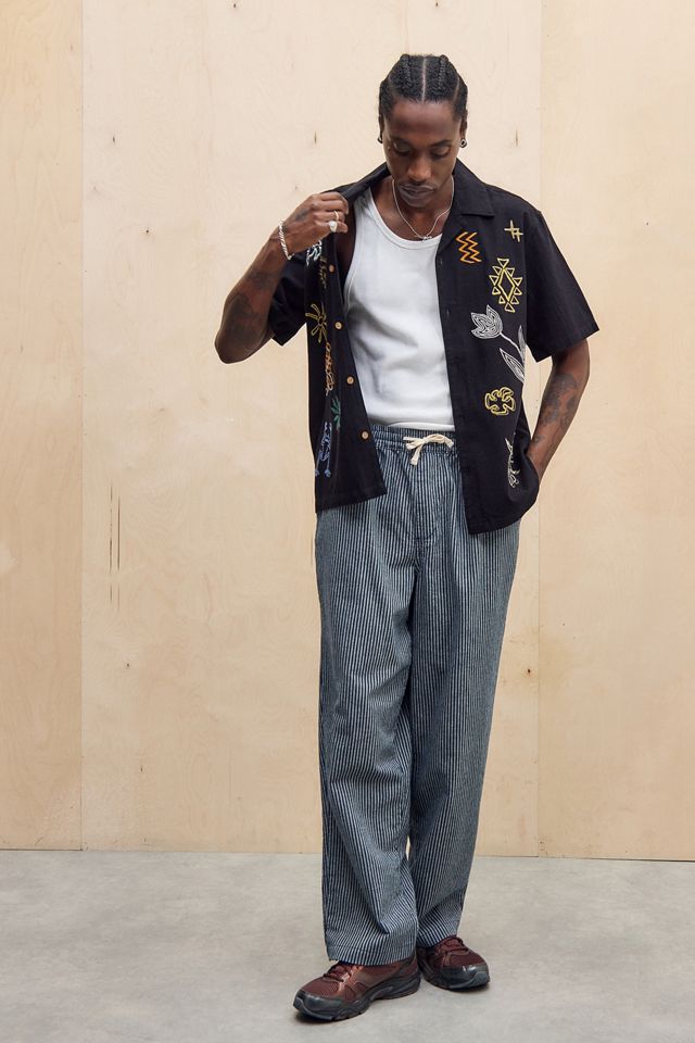 UO Black Ray Embroidered Slub Shirt
 #1