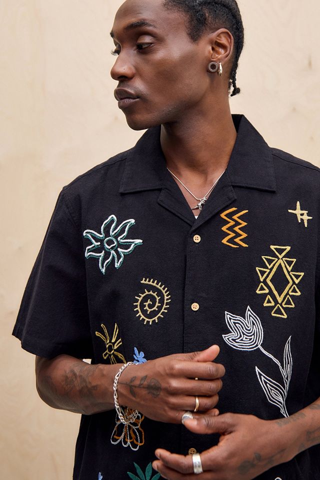UO Black Ray Embroidered Slub Shirt
 #2