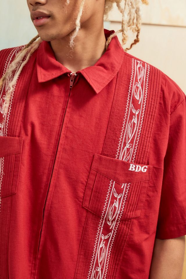 Chemise cubaine zippée rouge BDG #1