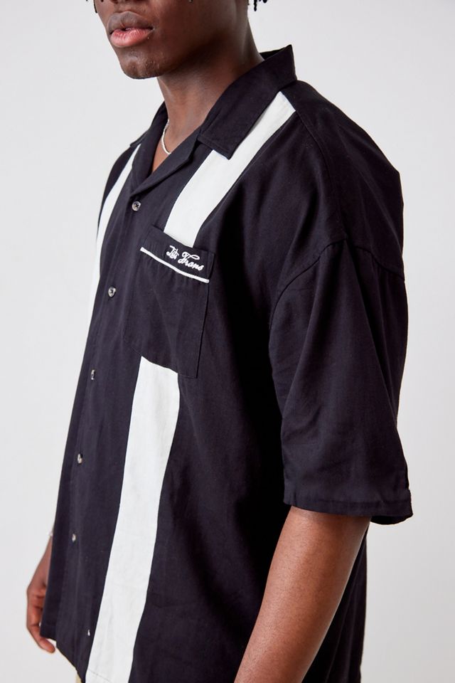 iets frans... Black & White Panel Bowling Shirt #1