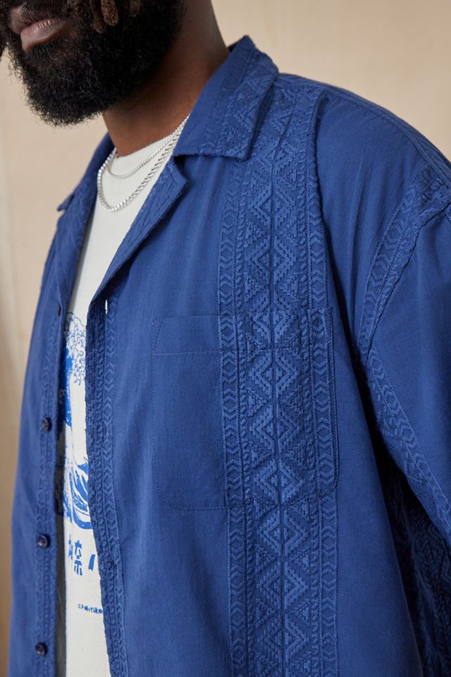 Chemise manches courtes BDG bleu broderie anglaise #2