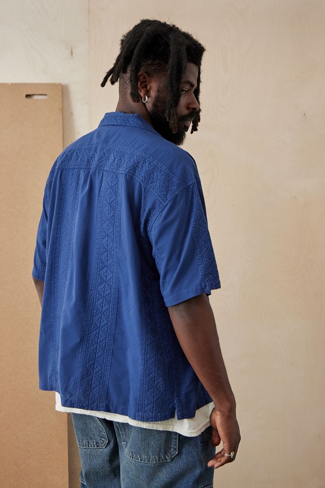 Chemise manches courtes BDG bleu broderie anglaise #3