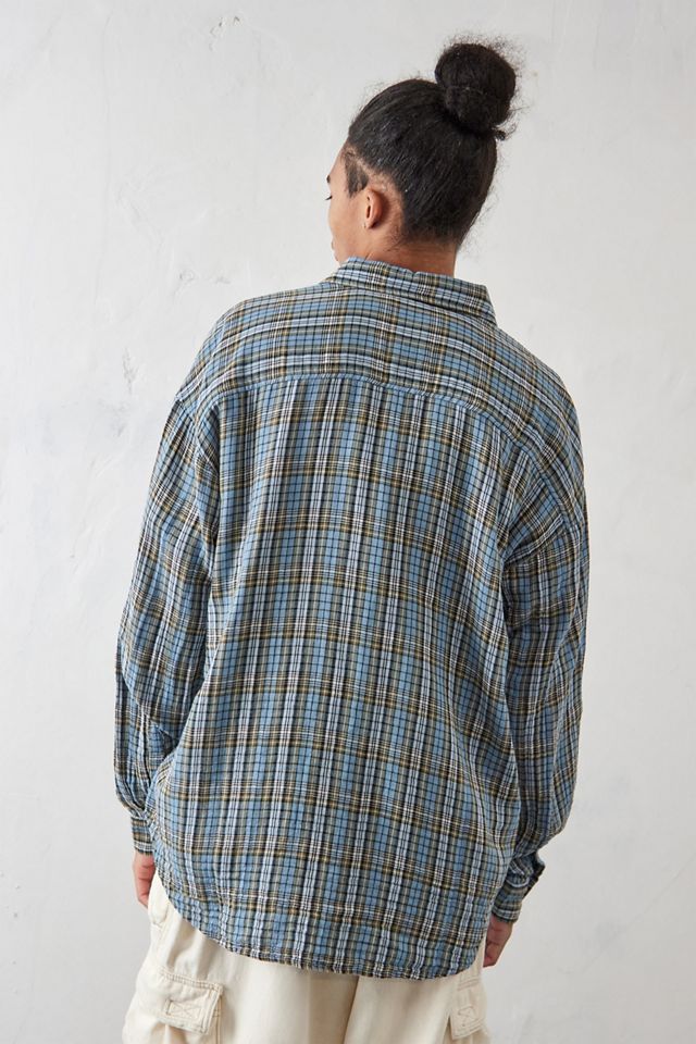 UO Nomad Double Cloth Blue Check Shirt | Urban Outfitters UK
