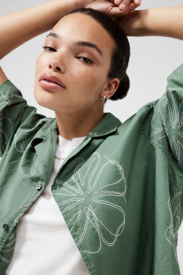 BDG Green Sencha Embroidered Short-Sleeved Shirt  #4