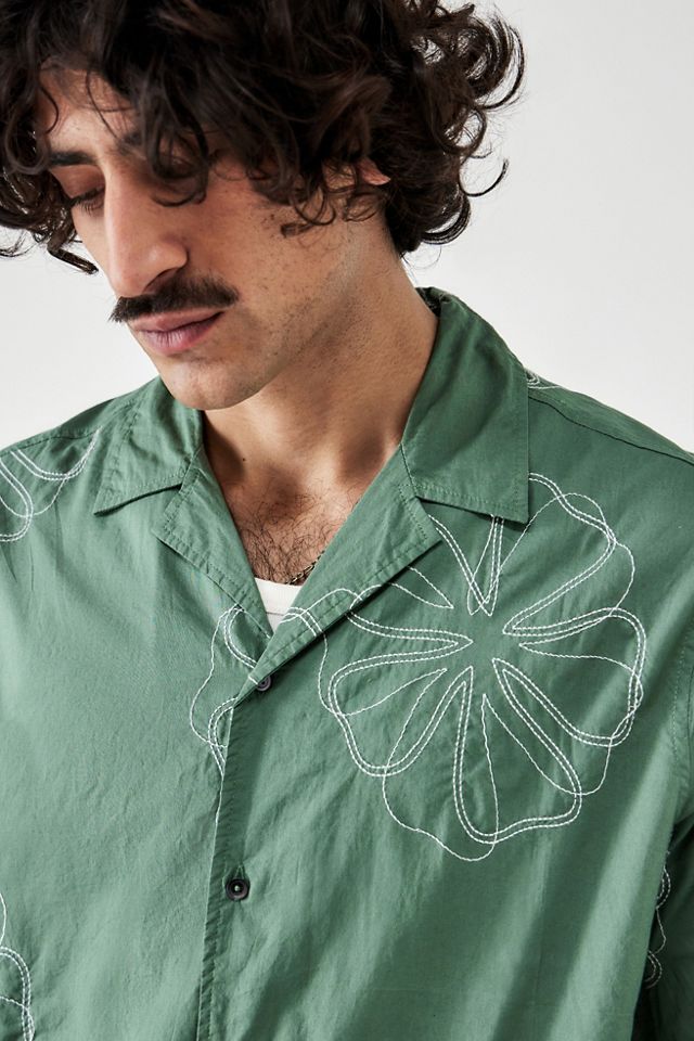 BDG Green Sencha Embroidered Short-Sleeved Shirt  #1