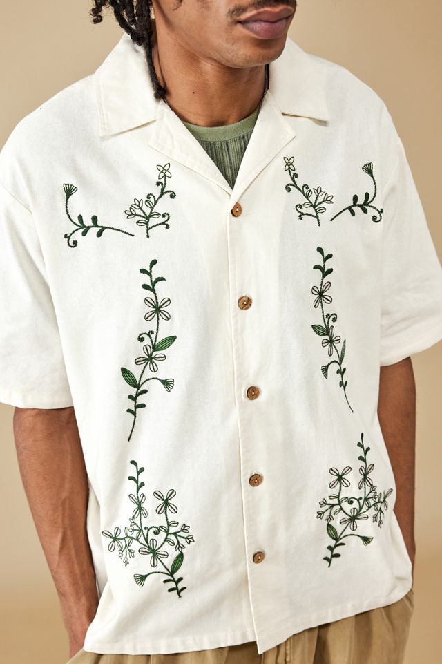 BDG Floral Embroidered Short-Sleeved Shirt  #1