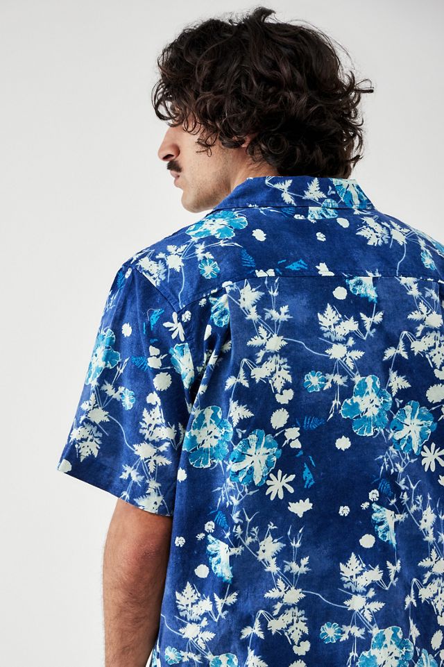Chemise à manches courtes fleurie bleue BDG #3