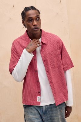 BDG Red Mini Check Short Sleeve Shirt
