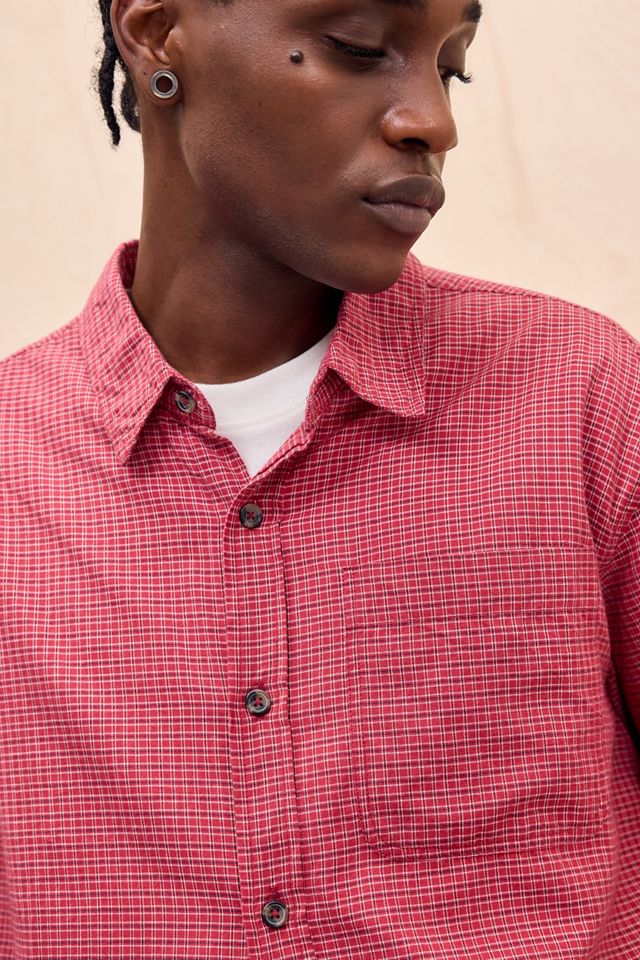 BDG Camicia a maniche corte con mini quadretti rossa #1
