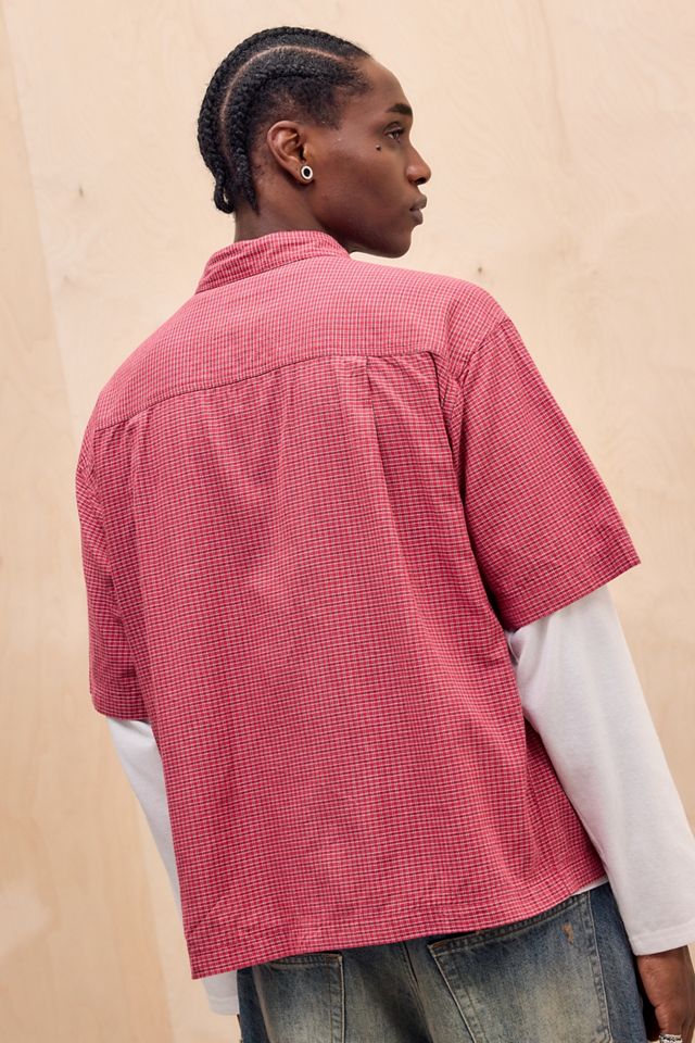 BDG Camicia a maniche corte con mini quadretti rossa #3