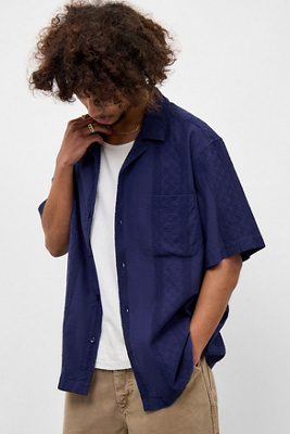 Chemise manches courtes broderie marine taille: Small - BDG - Modalova