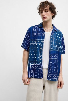 Chemise à manches courtes BDG bleu bandana