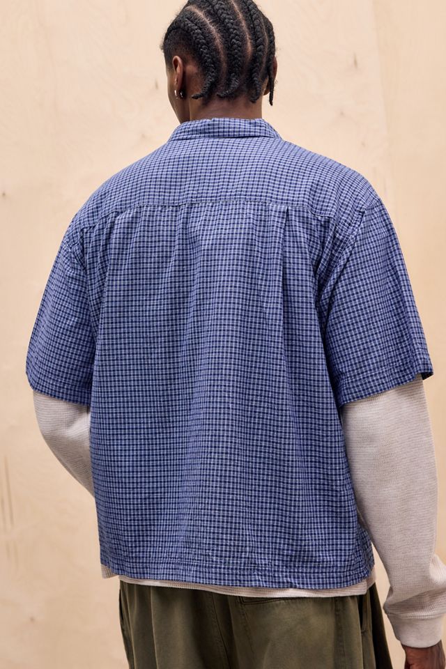 Chemise manches courtes BDG à carreaux mini bleu marine #6