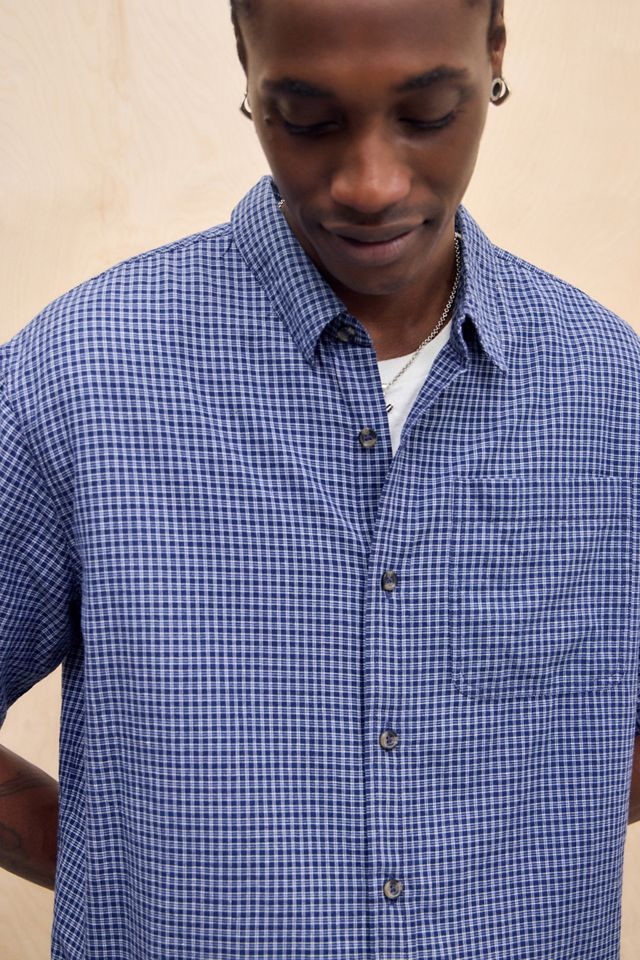 Chemise manches courtes BDG à carreaux mini bleu marine #2