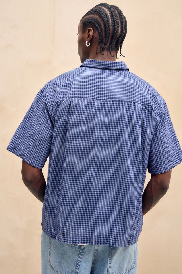 Chemise manches courtes BDG à carreaux mini bleu marine #3