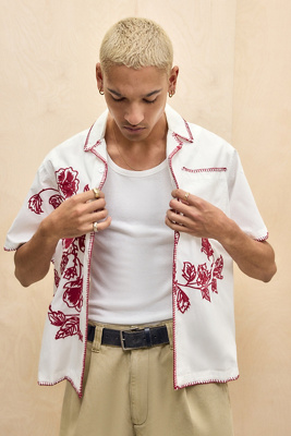 Chemise en popeline brodée florale en taille: Small - BDG - Modalova