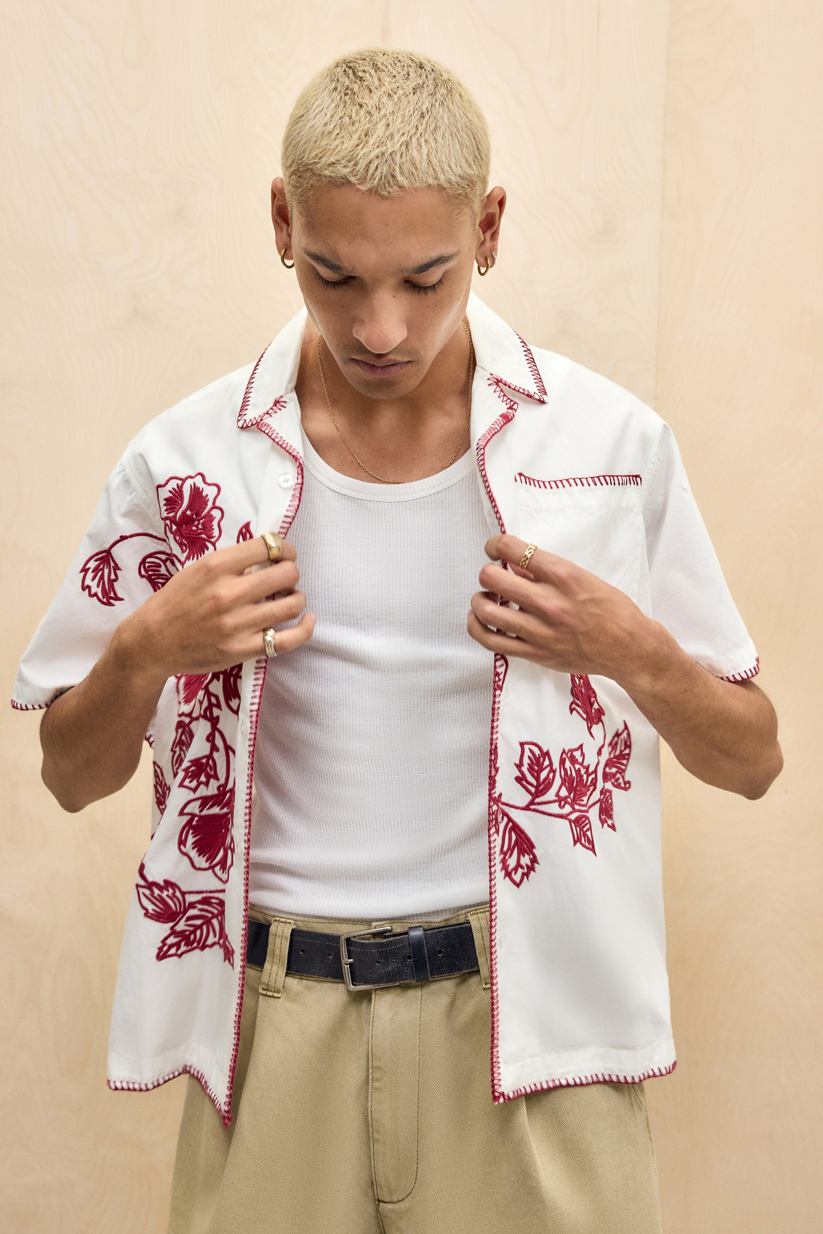 BDG Floral Embroidered Poplin Shirt