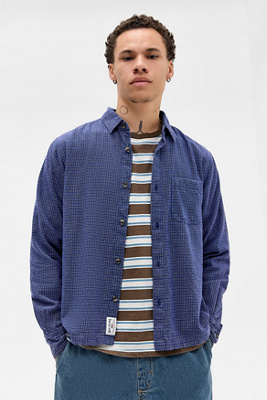 BDG Navy Reggie Long-Sleeve Check Shirt Product Page