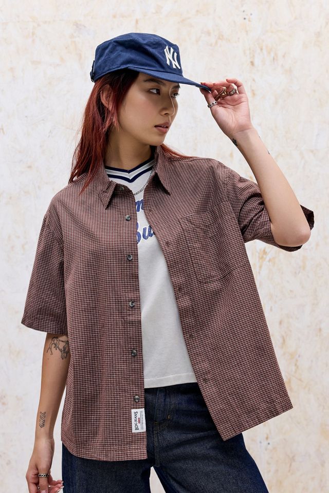 BDG Brown Mini Check Short Sleeve Shirt #4