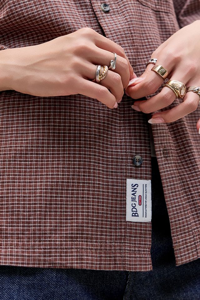BDG Brown Mini Check Short Sleeve Shirt #6