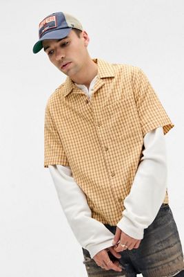 Camisa de Cuadros de Manga Corta Amarilla BDG