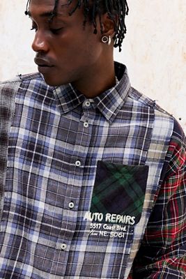 Chemise en flanelle à carreaux à manches longues épissée BDG