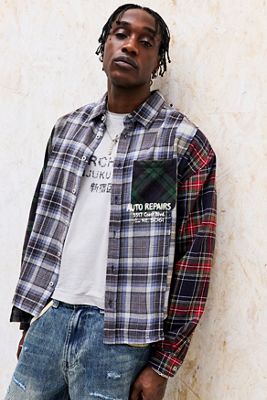 Camicia in Flanella a Quadri con Maniche Lunghe Spliced BDG