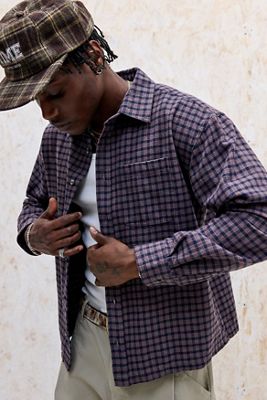 BDG Arlo Check Long Sleeve Brushed Shirt