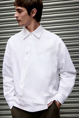 Camicia Asimmetrica in Popeline a Maniche Lunghe Archivis