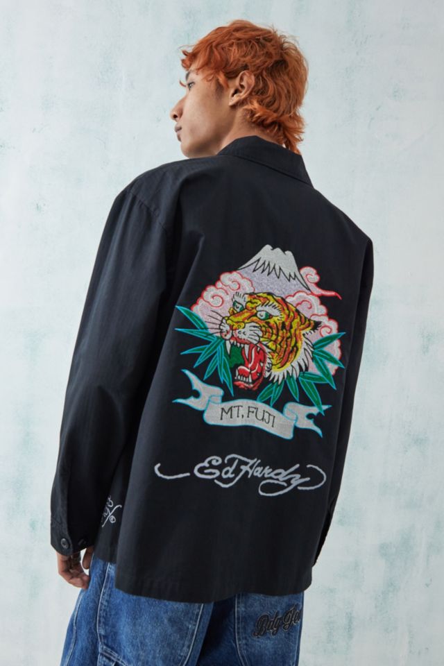 Ed Hardy UO Exclusive Black Tiger Overshirt | Urban Outfitters UK