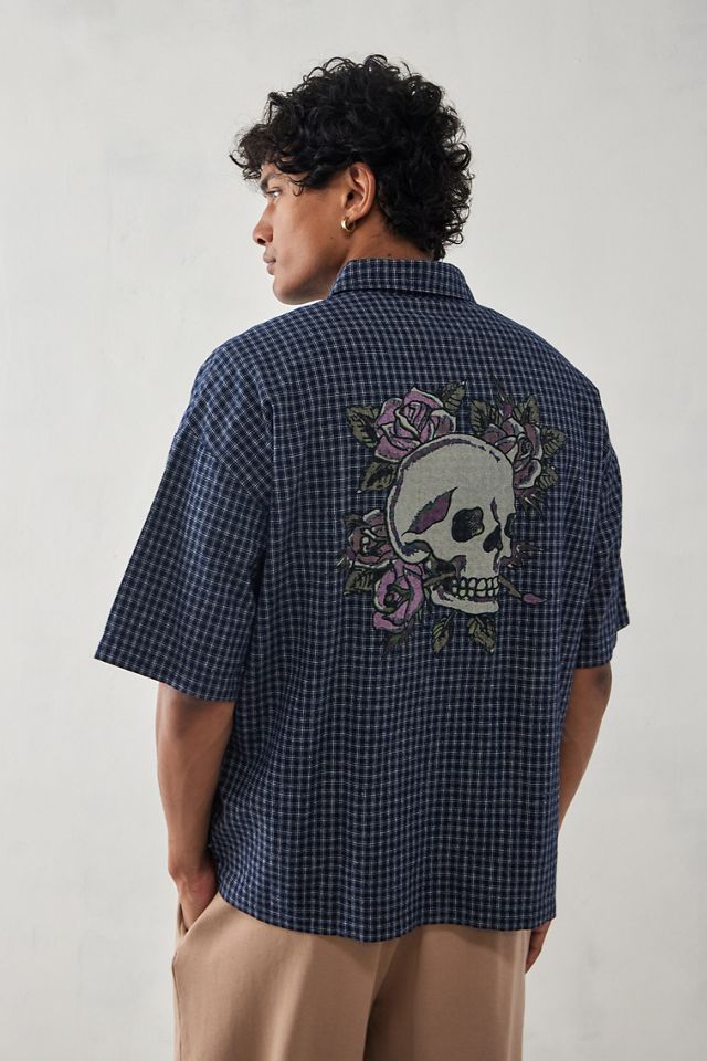 Ed Hardy UO Exclusive Check Skull & Rose Shirt #3
