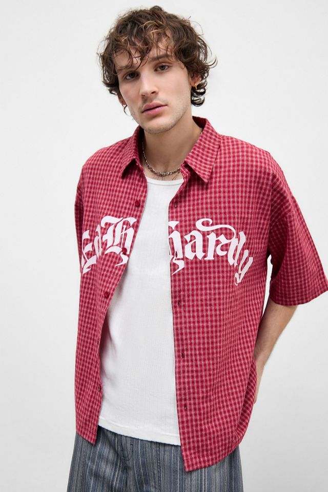 Ed Hardy UO Exclusive Red Check Rose Shirt #3