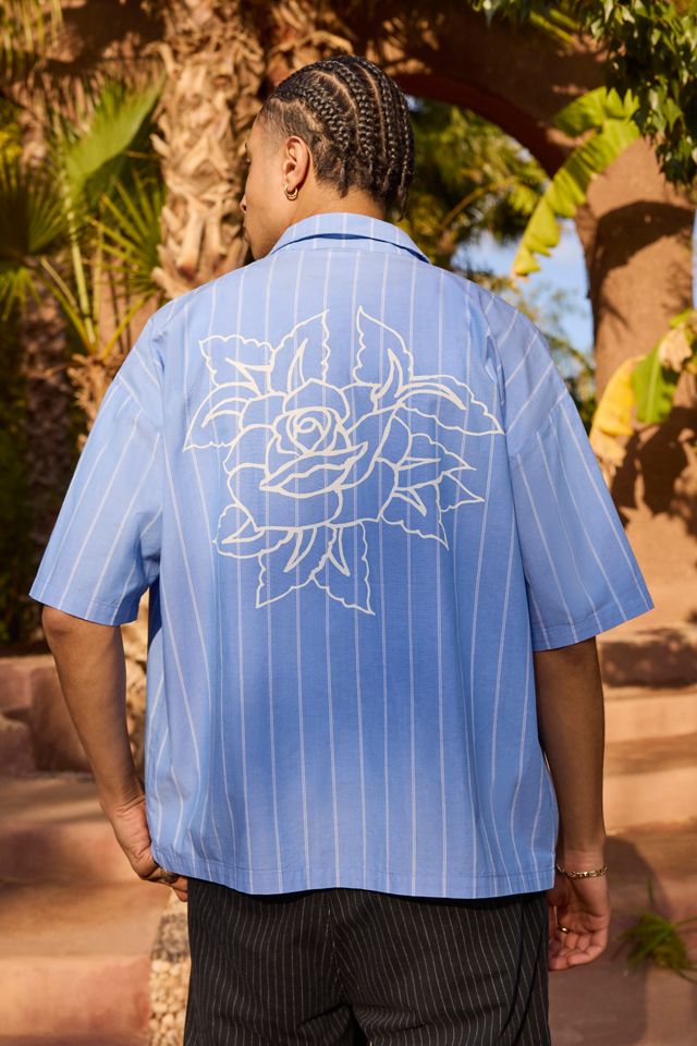 Ed Hardy UO Exclusive Rose Outline Stripe Shirt #1