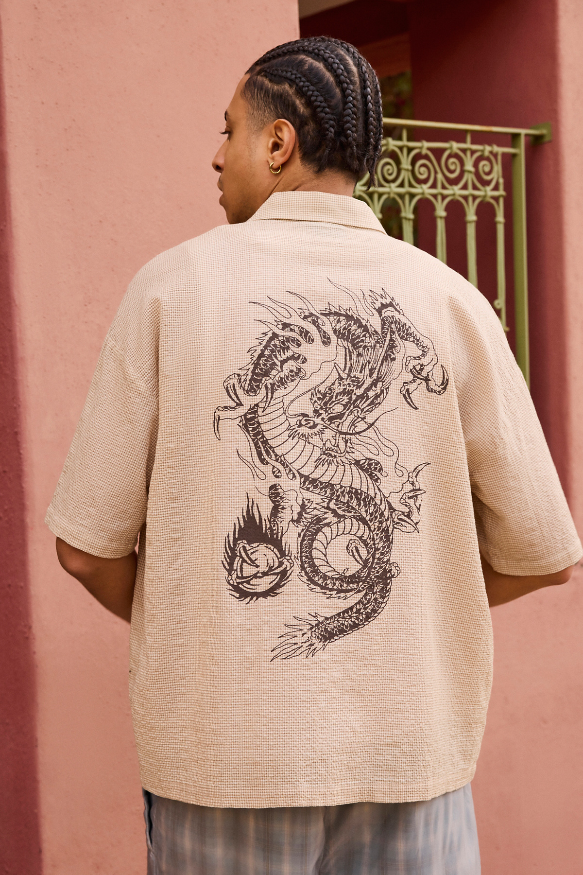 Ed Hardy UO Exclusive Seersucker Short Sleeve Shirt