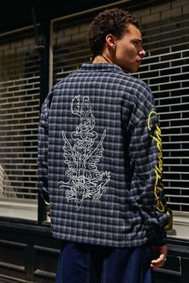 Ed Hardy UO Exclusive Blue Check Sword Shirt