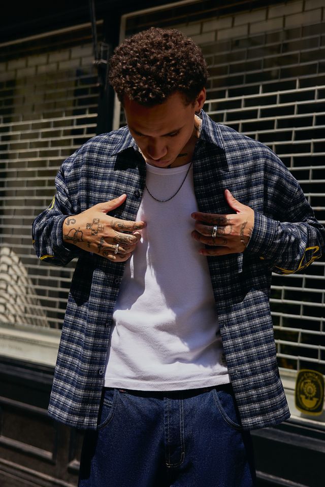 Ed Hardy UO Exclusive Blue Check Sword Shirt #2
