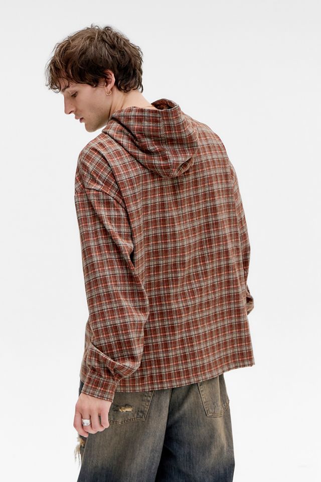 Ed Hardy UO Exclusive Red Check Hooded Shirt #2